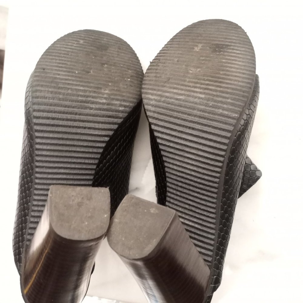 Tibi Womens Black Laser Cut Open Toe Wood Stacked Block Heel Mules 38 - Picture 6 of 8